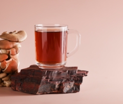 Natural medicine, reduce stress and improve immunity concept. Mushroom hot drink.
