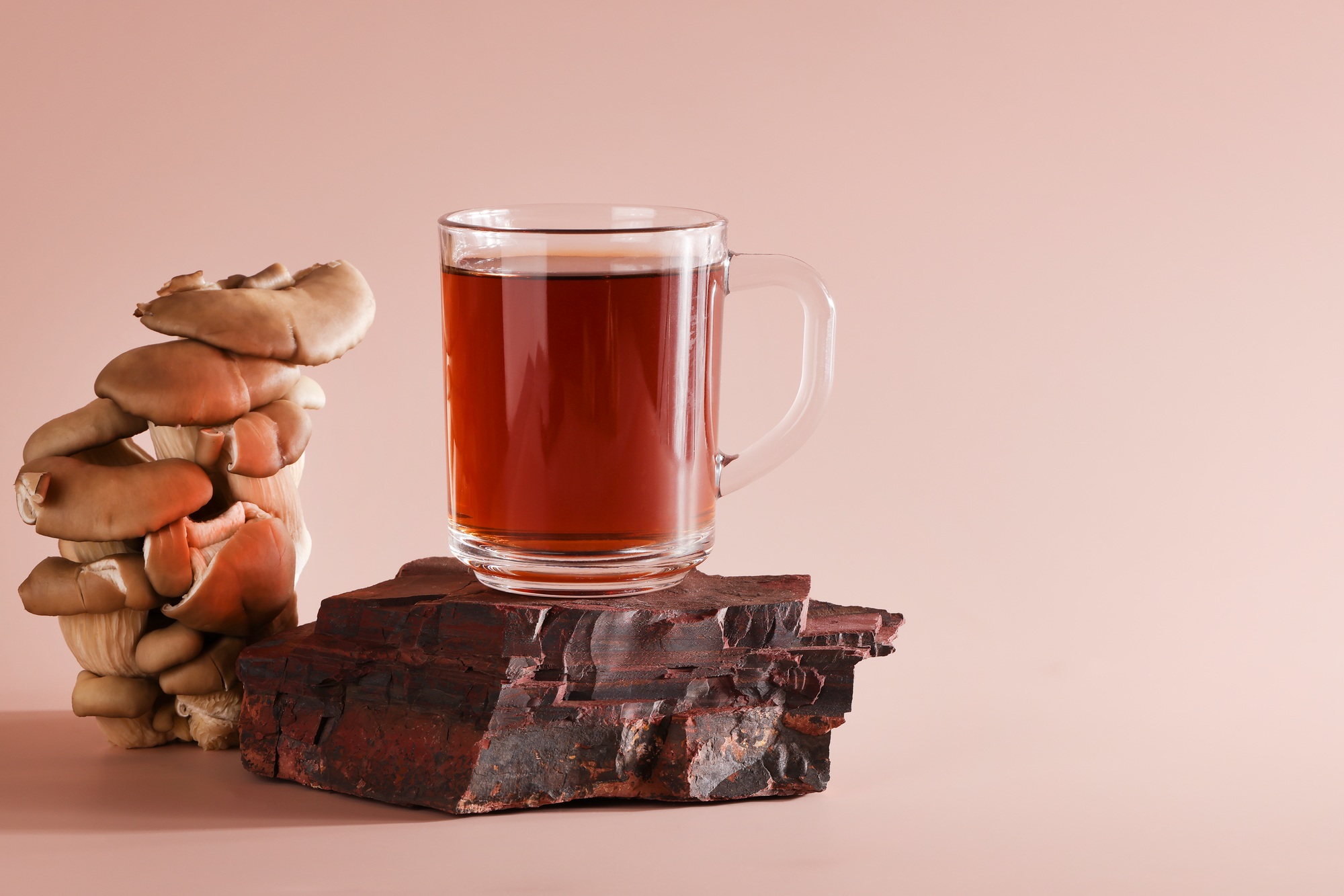 Natural medicine, reduce stress and improve immunity concept. Mushroom hot drink.