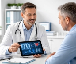 découvrez comment utiliser une tablette samsung pour expliquer un diagnostic médical en consultation, facilitant la compréhension et l'éducation santé des patients.