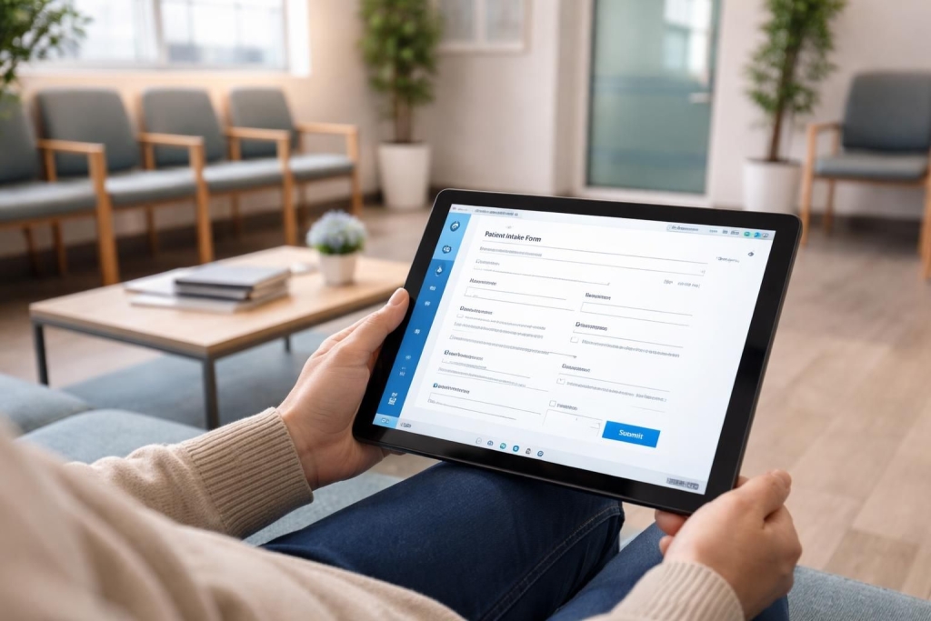 optimisez la gestion de votre salle d’attente médicale avec des formulaires patients numériques sur tablette windows, pour une expérience fluide et moderne.